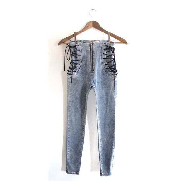 Mailinniao Lace Up Corsette Bodycon Vintage Wash Skinny Jeans XS preowned - Picture 7 of 14